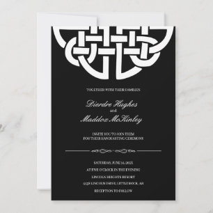 Invitación Clásico Knot Celtic Black & White Handfasting