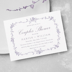 Invitación Clásico Lavanda Floral Francés para Fiesta de Boda