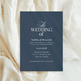 Invitación Clásico Lujo | Boda elegante de azul marino