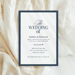 Invitación Clásico Lujo | Boda elegante de azul marino y blan
