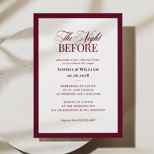 Invitación Clásico Lujo Burgundy Cena de Ensayo Elegante