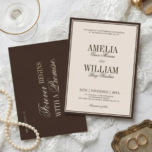 Invitación Clásico Lujo Dinero Antiguo Bodas Marrón Crema