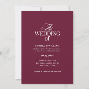 Invitación Clásico Lujo Foto Boda Burgundy Elegante