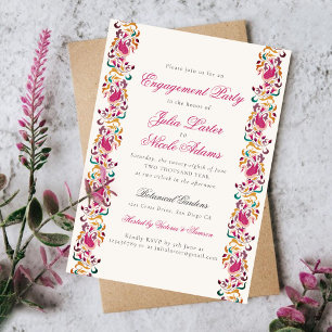 Invitación Clásico Marco Floral de Cisne de Perla Fiesta de C