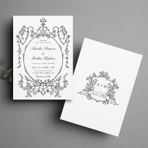 Invitación Clásico Marco Negro y Blanco Boda           