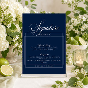 Invitación Clásico Marfil Azul Marino Signatura Bebidas Sign
