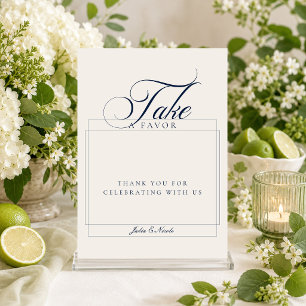 Invitación Clásico Marfil Negro Tomar una Favor Señal de Boda