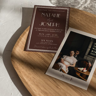 Invitación Clásico marrón chocolate Dinero antiguo Retro Boda