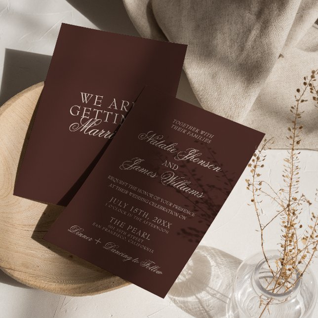 Invitación Clásico marrón chocolate Dinero antiguo Retro Boda (Subido por el creador)
