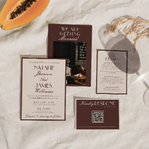 Invitación Clásico marrón chocolate Dinero viejo retro Boda