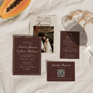 Invitación Clásico marrón chocolate foto de boda de dinero an
