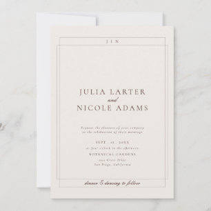 Invitación Clásico Marrón Marfil Simple Minimalista Boda