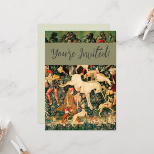 Invitación Clásico medieval de Tapestries de Unicornio defien