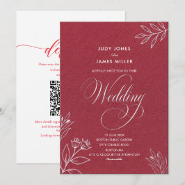 Invitación clásico minimal simple rústico jugo rojo boda