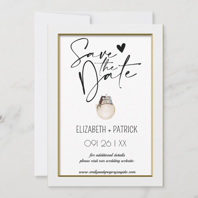 Invitación Clásico minimalista, búhos enamorados guarda la fe (Anverso)