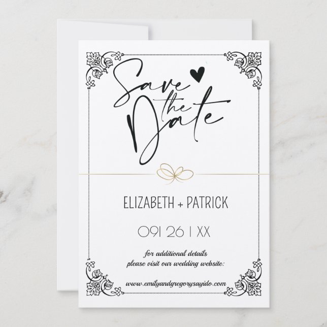 Invitación Clásico minimalista, búhos enamorados salva la fec (Anverso)