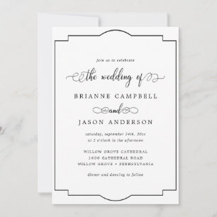 Invitación Clásico Minimalista formal Elegante El Boda de
