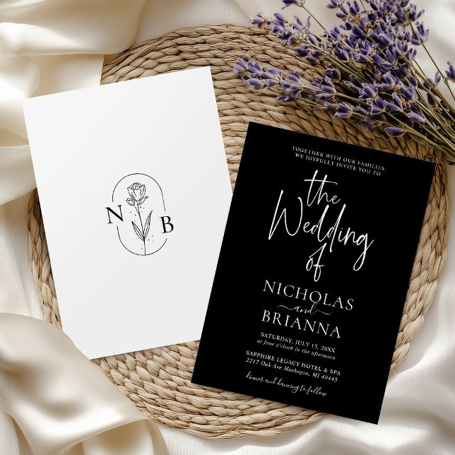 Invitación Clásico Minimalista moderno Boda negro y blanco (Subido por el creador)