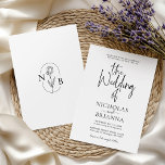 Invitación Clásico Minimalista moderno Boda negro y blanco<br><div class="desc">Invitación clásica moderna Minimalista Boda blanco y negro. Monograma detrás.</div>
