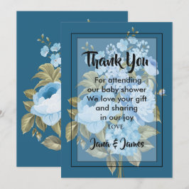 Invitación Clásico Moda azul floral gracias
