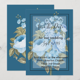 Invitación Clásico Moda azul floral salvar la fecha