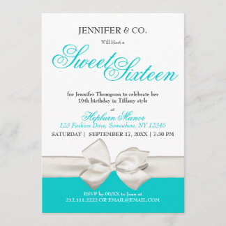 Invitación Clásico Moda Azul Tema Dulce Dieciséis Cumpleaños