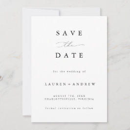 Invitación Clásico moderno blanco y negro salva la fecha