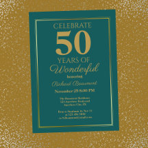 Clásico Moderno Cumpleaños 50 Cumpleaños Teal Oro