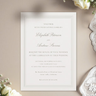 Invitación Clásico Moderno de Romance Formal Triple Ecru Boda
