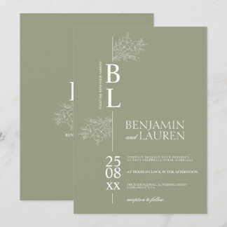 Invitación Clásico Moderno Elegante Boda Verde De Sabor Flora