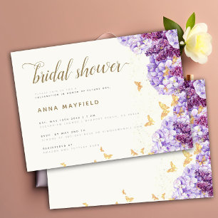Invitación Clásico Moderno Elegante Lilac Hydrangea Boho Brid