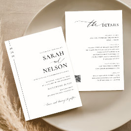 Invitación Clásico Moderno Elegante Todo En Un Boda De Código