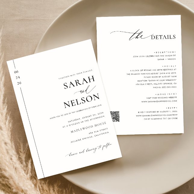 Invitación Clásico Moderno Elegante Todo En Un Boda De Código (Subido por el creador)