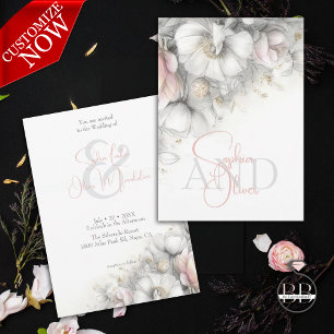 Invitación Clásico Moderno Floral Marfil y Rosa
