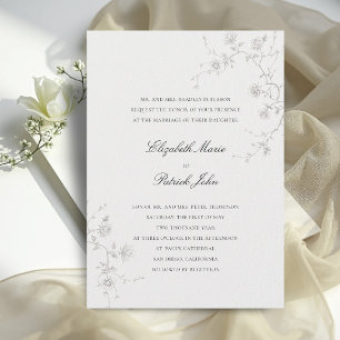 Invitación Clásico Moderno Formal Rosas Silvestres Romance Bo