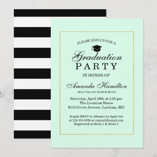 Invitación Clásico Moderno Marco verde menta dorado Graduació