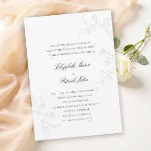 Invitación Clásico Moderno Rosas Silvestres Delicadas Boda Bl