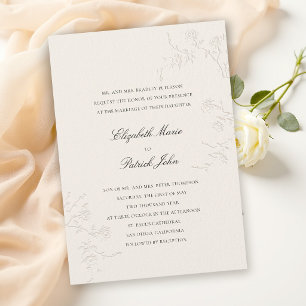Invitación Clásico Moderno Rosas Silvestres Delicadas Boda en