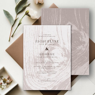 Invitación Clásico Moderno Rústico Grano de Madera Chic Boda 
