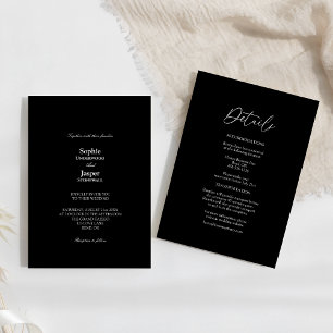 Invitación Clásico Moderno Sencillo Negro Todo En Un Boda