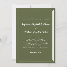 Invitación Clásico Moderno Simple Bodas Elegantes de Verde Ol