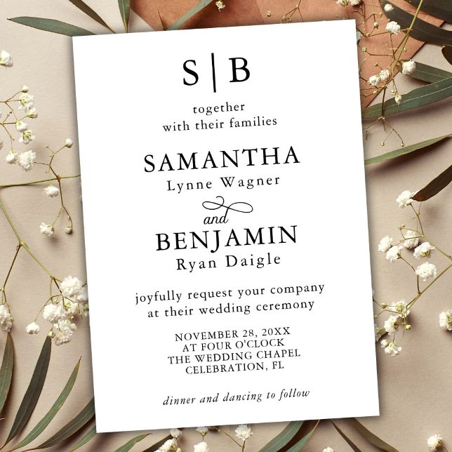 Invitación Clásico Monograma Boda Inicial Elegante (Subido por el creador)