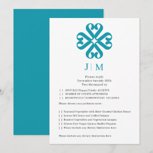 Invitación Clásico Monograma de Caligrafía para Boda RSVP