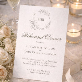 Invitación Clásico Monograma de Corona Floral Boda