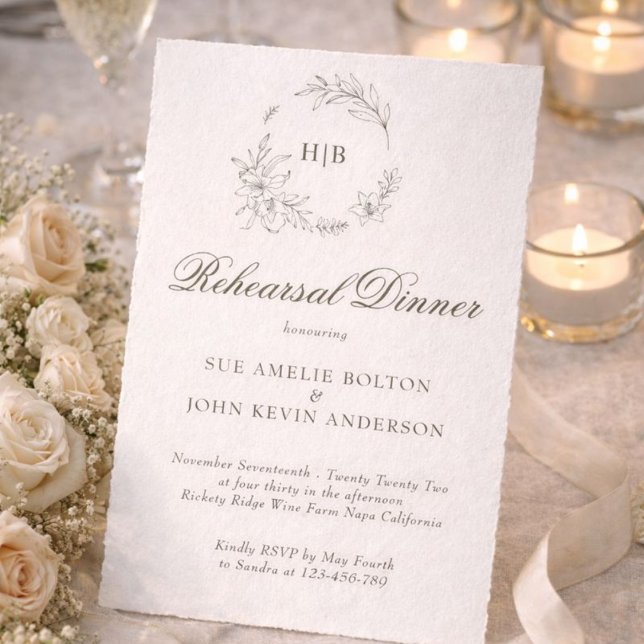 Invitación Clásico Monograma de Corona Floral Boda (Subido por el creador)
