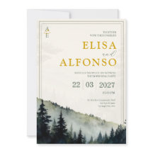 Clásico Monograma de Pino Verde en Acuarela para B