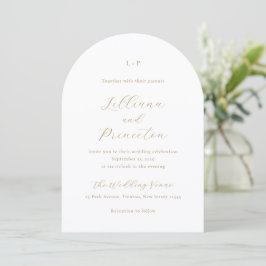 Invitación Clásico Monograma Neutral Elegante Boda