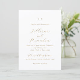 Invitación Clásico Monograma Neutro Elegante Boda