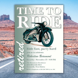 Invitación Clásico Motorbike Verde Hora de Montar Jubilación