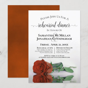 Invitación Clásico Naranja de óxido Rosa Boda ensayo Cena